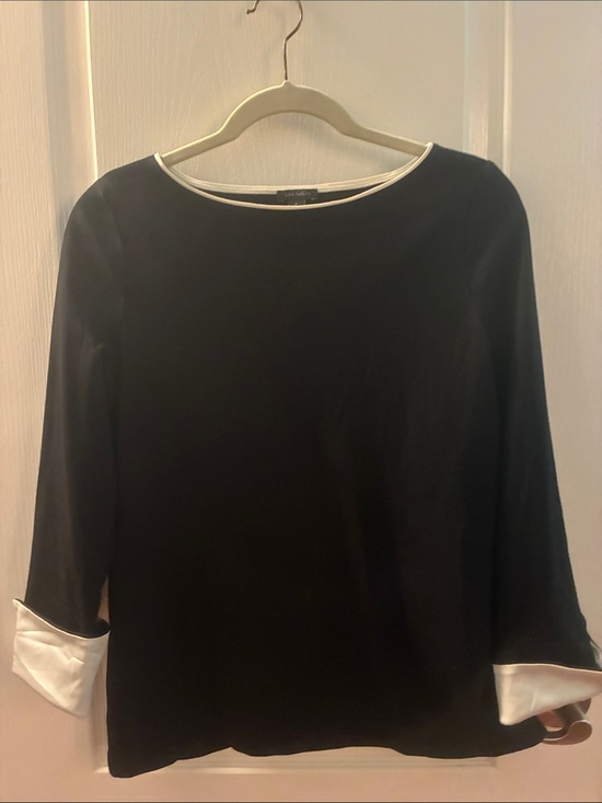 Ann Taylor Tops - Ann Taylor Black Boatneck Top with White Trim